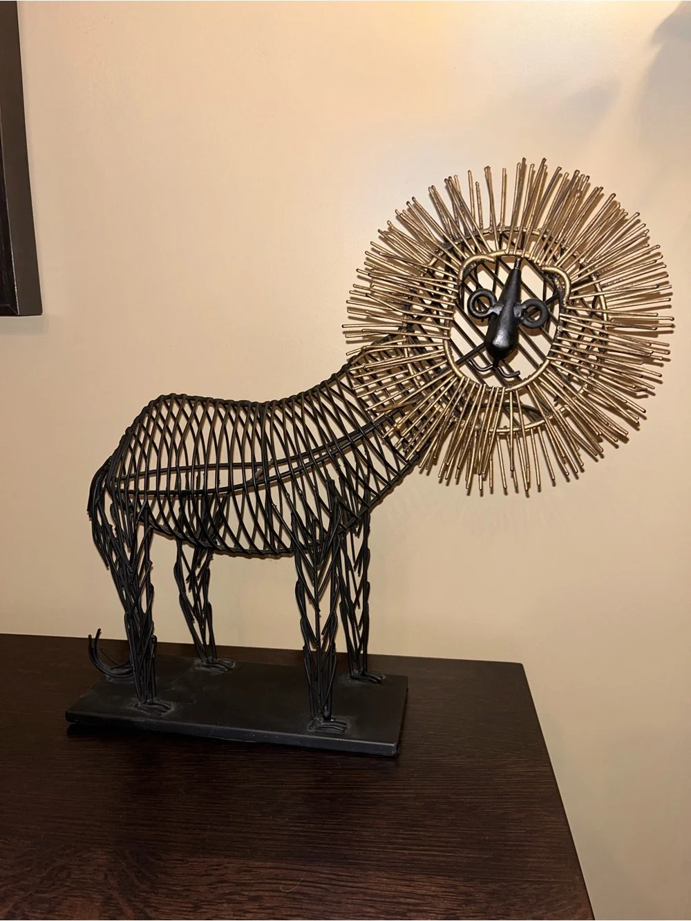 MCM Brutalist Metal Wire Lion Sculpture in Curtis Jere Style